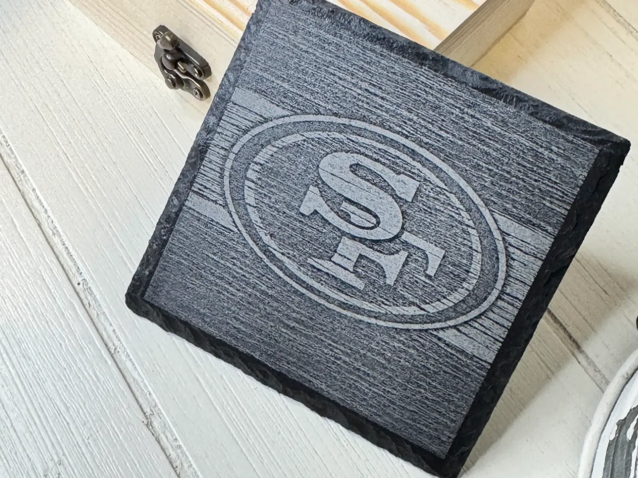 [Laser cut and engrave] San Francisco 49ers Logo Slate Drink Coaster