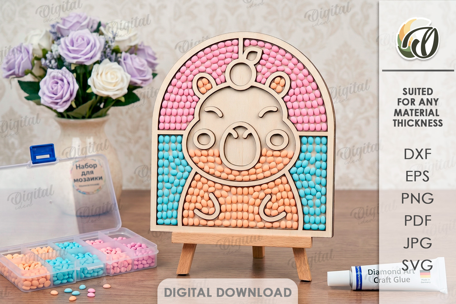 [Laser cut and engrave] Diamond Painting Blanks Bundle. Mosaic Art Laser Cut. Wooden Kids craft. Montessori SVG. Home Decor. Wall Sign. Diamond Mosaic Frame