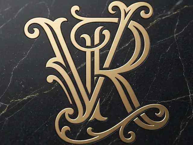 VR Elegant Wedding Monogram – Refined V & R Interwoven Initials for Bridal Invitations, Laser Cut Signs, Cake Toppers & Engraving
