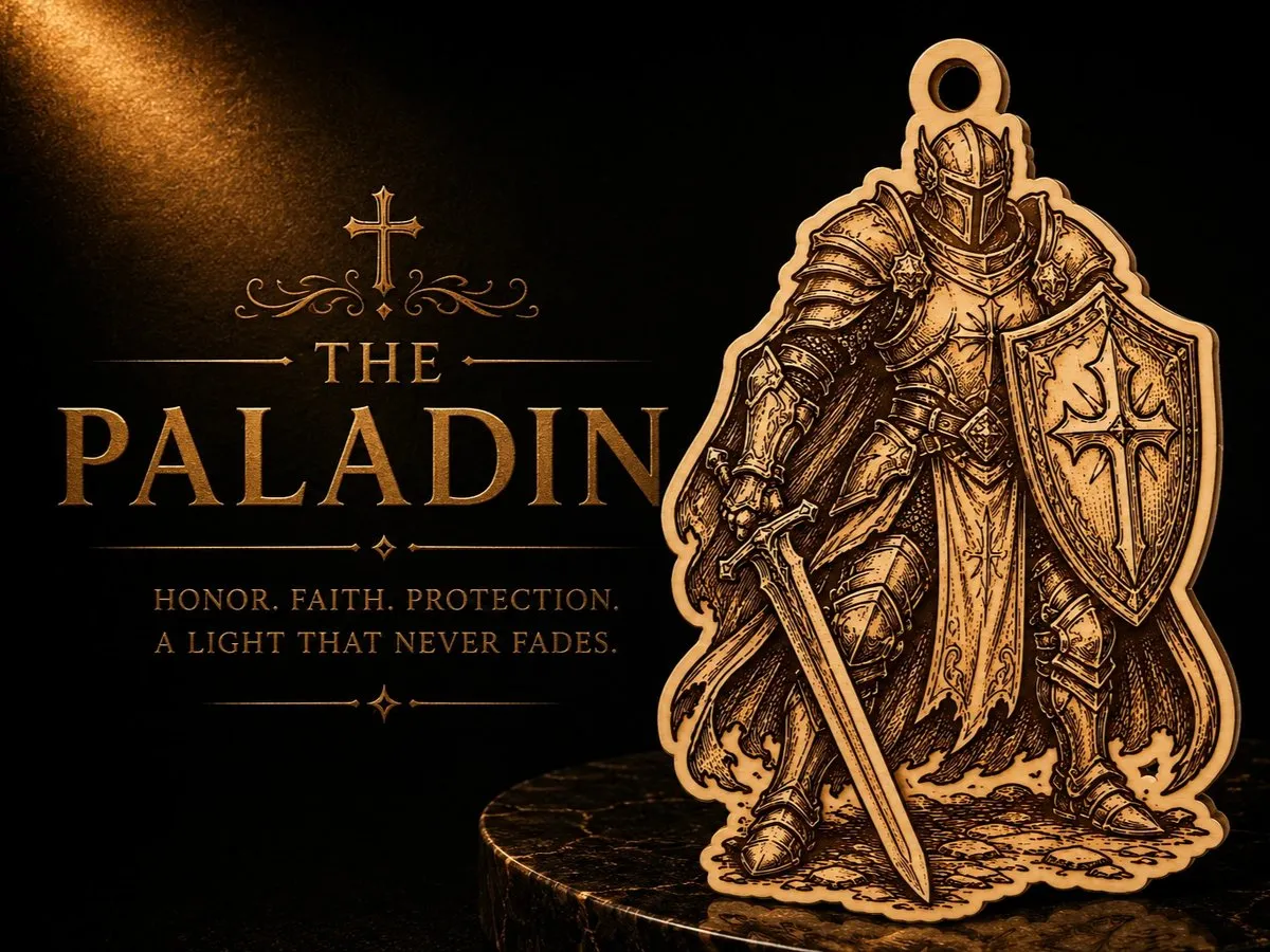 [Laser cut and engrave] Paladin Knight Hanging Ornament with Sword and Shield