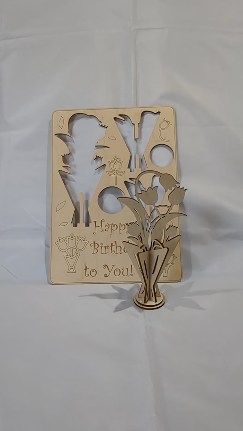 [Laser cut and engrave] Birthday Card Bouquet Flowers Laser Cut Template, Design Greeting Cards, Laser Cutting Model