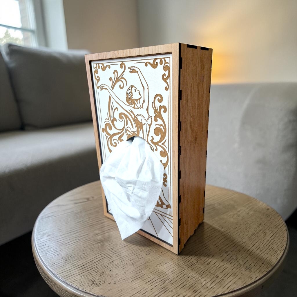 [Laser cut and engrave] Ballerina Laser Cut Tissue Box Files – Dance Decor svg