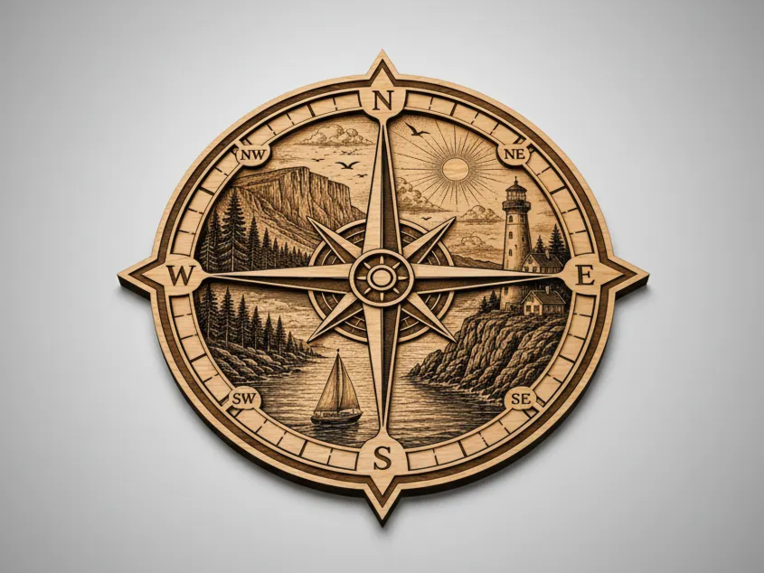 Compass Scenic Cut and Engrave
