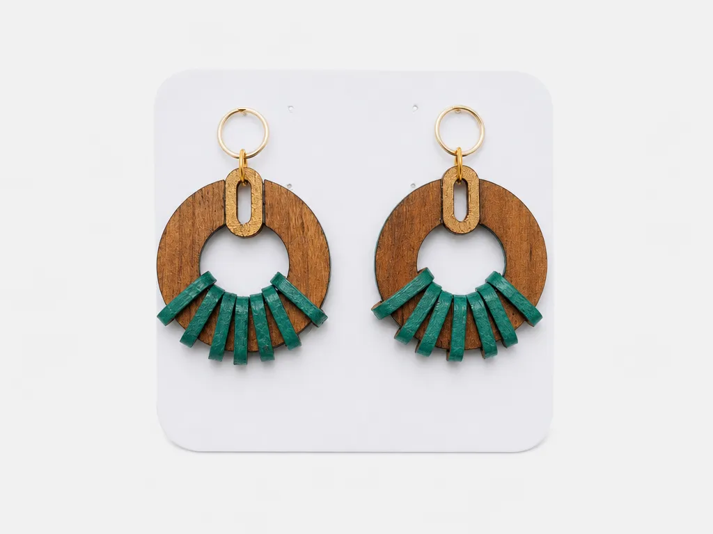 Boucles d'oreilles Créoles avec perles en bois