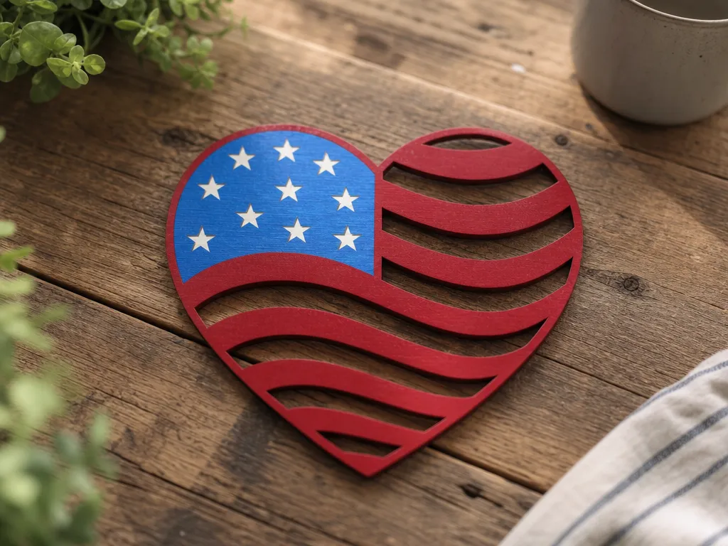 American Heart Shape - Laser Cutting Design