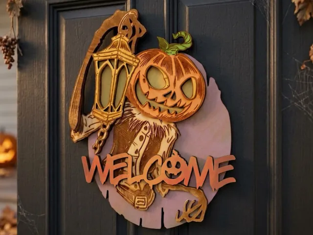 Halloween Pumpkin Welcome Sign