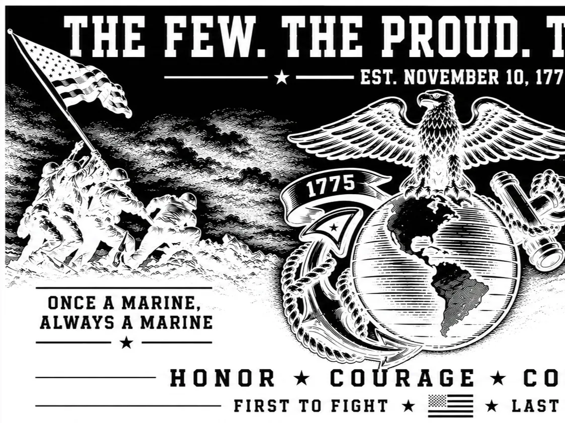 10-003 - The Few. The Proud. The Marines. | USMC Heritage & Honor Tumbler Wrap | 2-Tone Laser Engraving Design