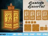 [Laser cut and engrave] Happy Halloween wooden lantern with pumpkin and graveyard silhouette cutouts