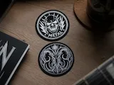 [Laser cut and engrave] Écussons ronds brodés avec motifs de crâne et de bélier
