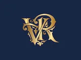 [Laser cut and engrave] Monogramme doré entrelacé avec les lettres V et R sur fond bordeaux