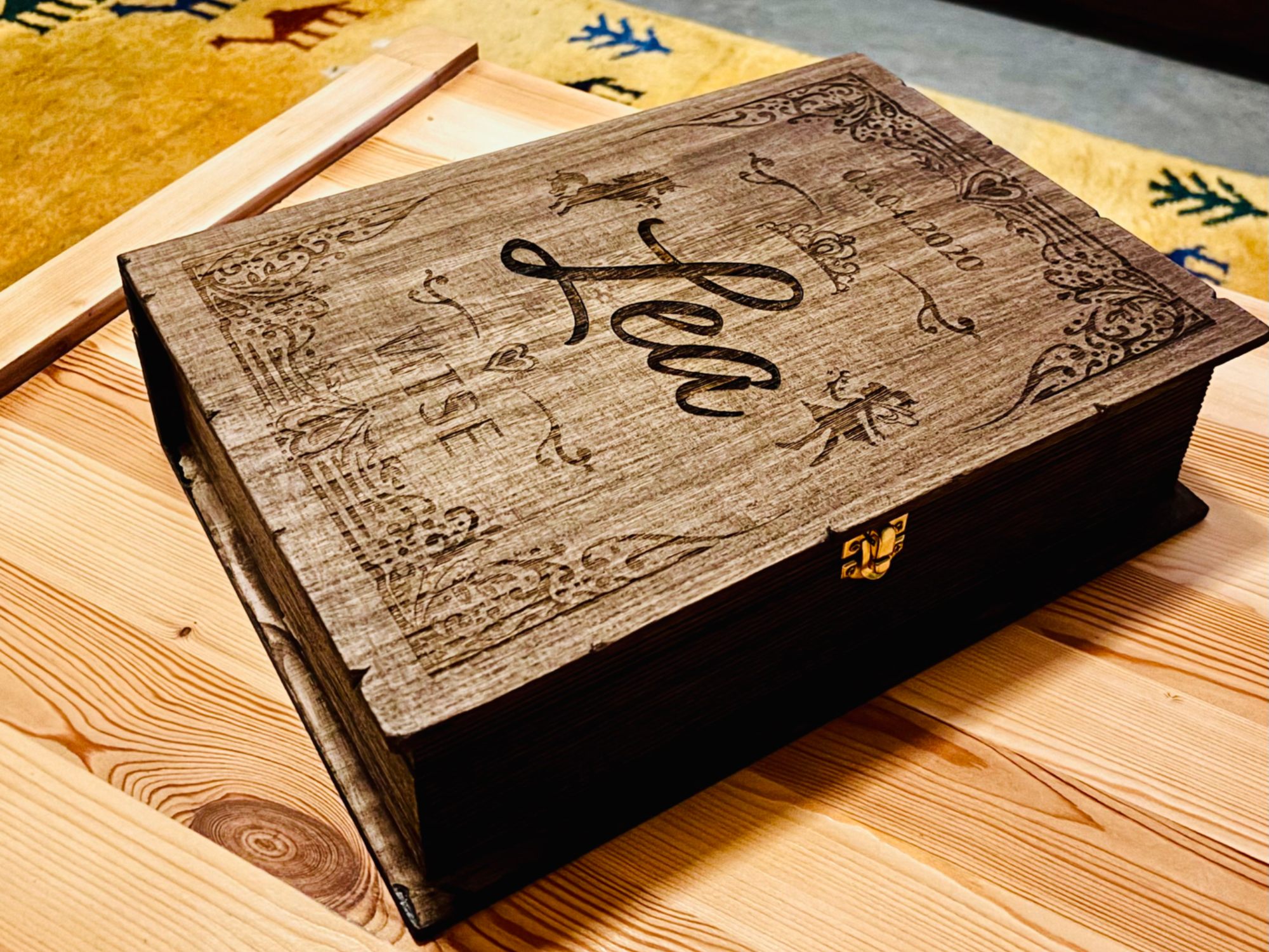 Personalized Wooden Keepsake Birthday Box - Book Style Design