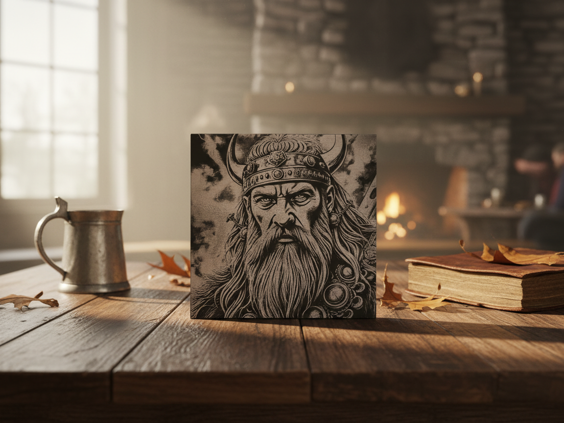 Viking Warrior Portrait Square Wall Art