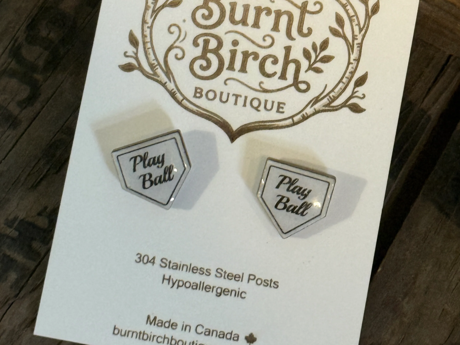 Play Ball Baseball Home Plate Stud Earrings