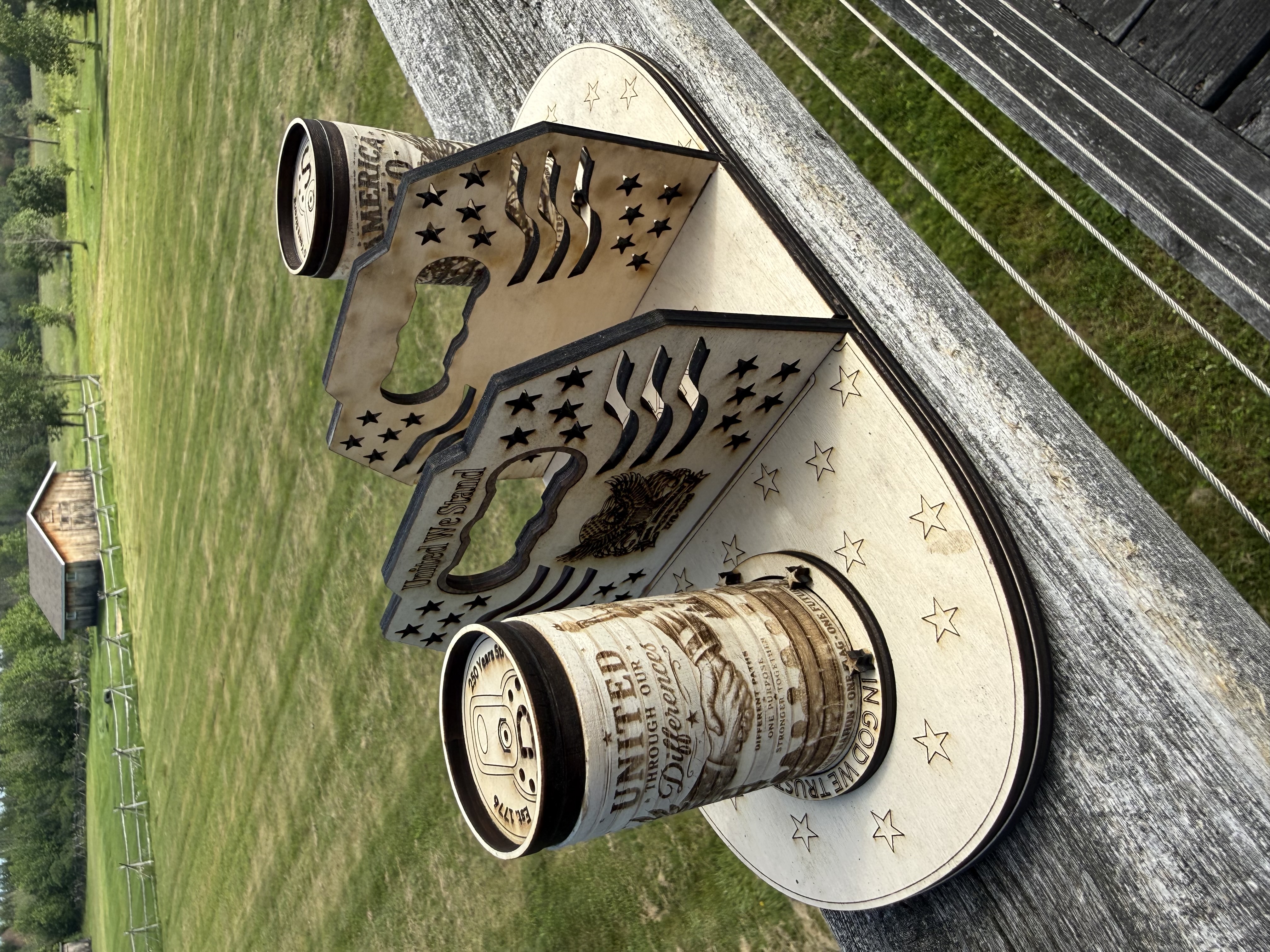 [Laser cut and engrave] Beer Soda Can Salt & Pepper Shakers + Matching Napkin Caddy America 250 Collection