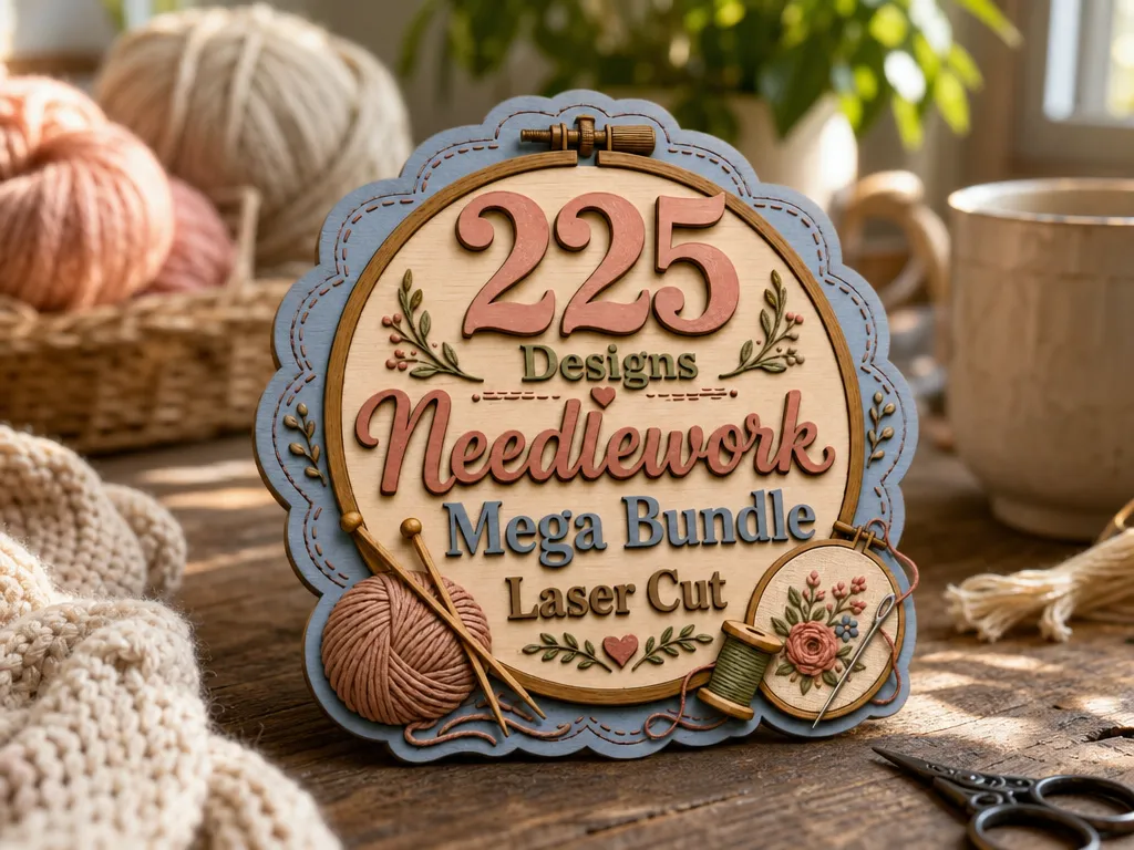 Needlework and Knitting Organization Accessories Collection Laser Cut Mega Bundle