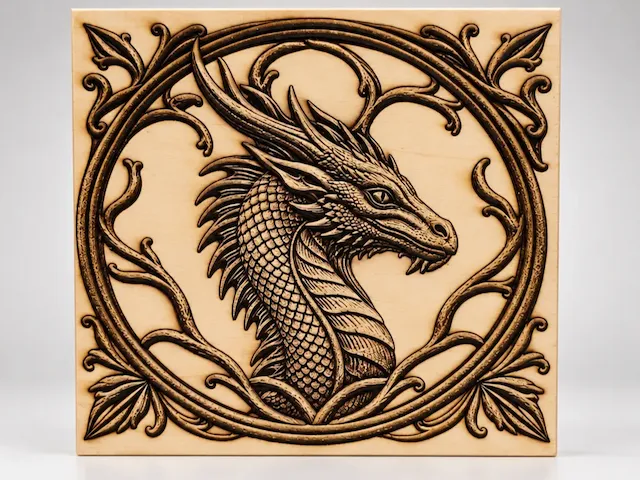 Dragon Head Wall Art with Ornate Circular Frame