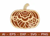 [Laser cut and engrave] Floral Pumpkin Wall Hanging