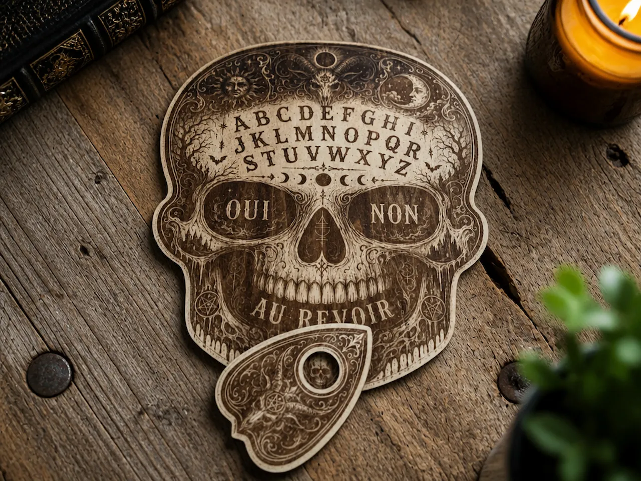 [Laser cut and engrave] Planche de spiritisme en forme de crâne avec planchette