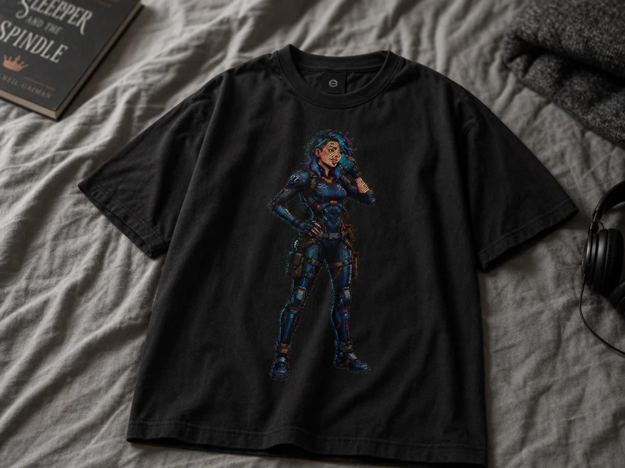 [DTF Printing] KIM Cyber Girl Mecha Pilot Halftone Graphics