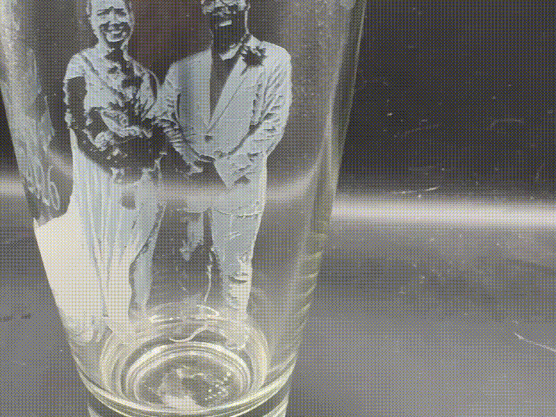 Wedding Portrait Pint Glass with Bride and Groom