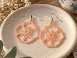 [Laser cut and engrave] Peach Blossom Flower Drop Earrings