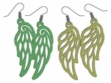 [Laser cut and engrave] Green Angel Wing Dangle Earrings