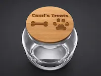 [Laser cut and engrave] Glass Pet Treat Jar with Personalized Wooden Lid