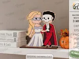 [Laser cut and engrave] Halloween Shelf Sitter Bundle. Spooky Couple Characters Laser Cut Files. Monster Decor SVG. Skeleton.Vampire. Pumpkin