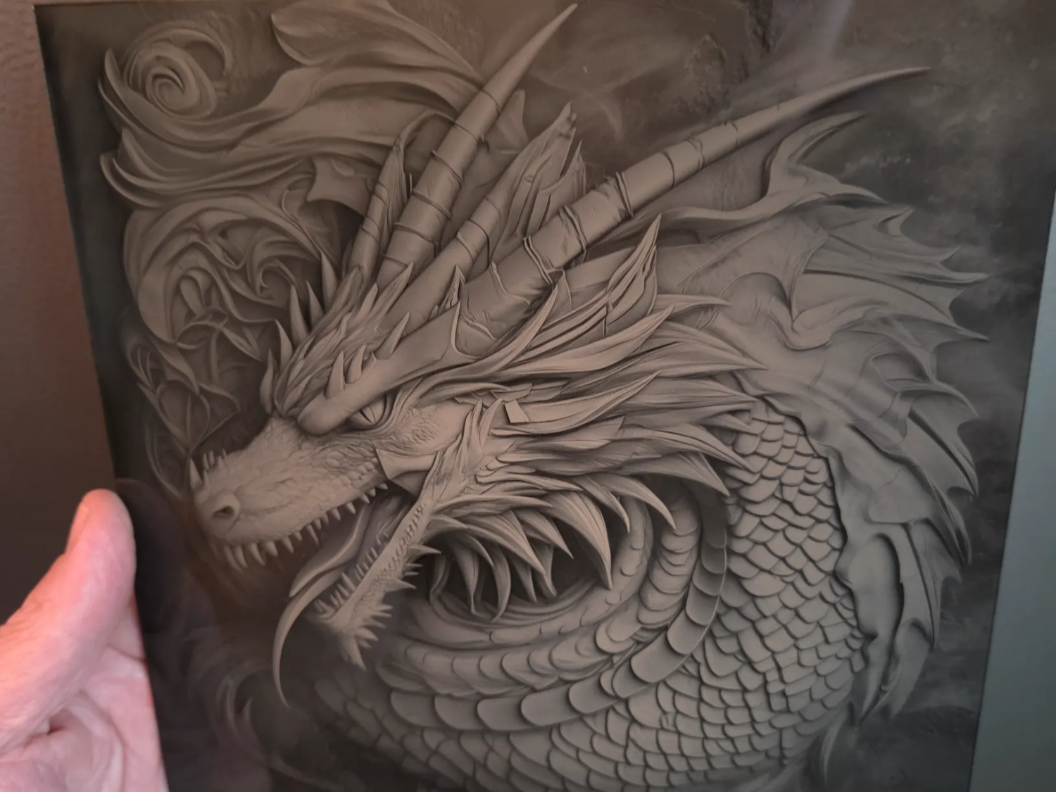 Intricate Dragon Relief Wall Art Plaque