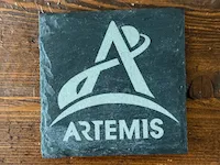[Laser cut and engrave] Artemis Space Program Logo Slate Coaster