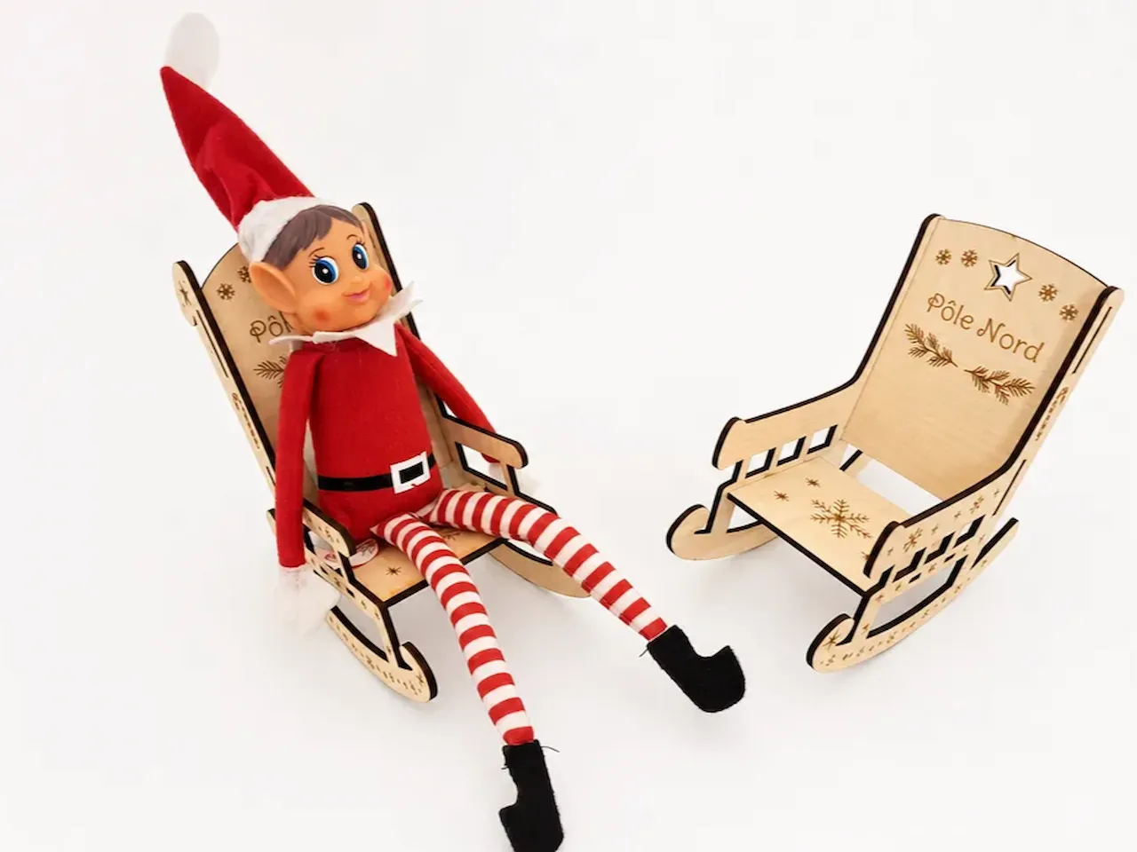 [Laser cut and engrave] Miniature Wooden Rocking Chair for Christmas Elf Doll