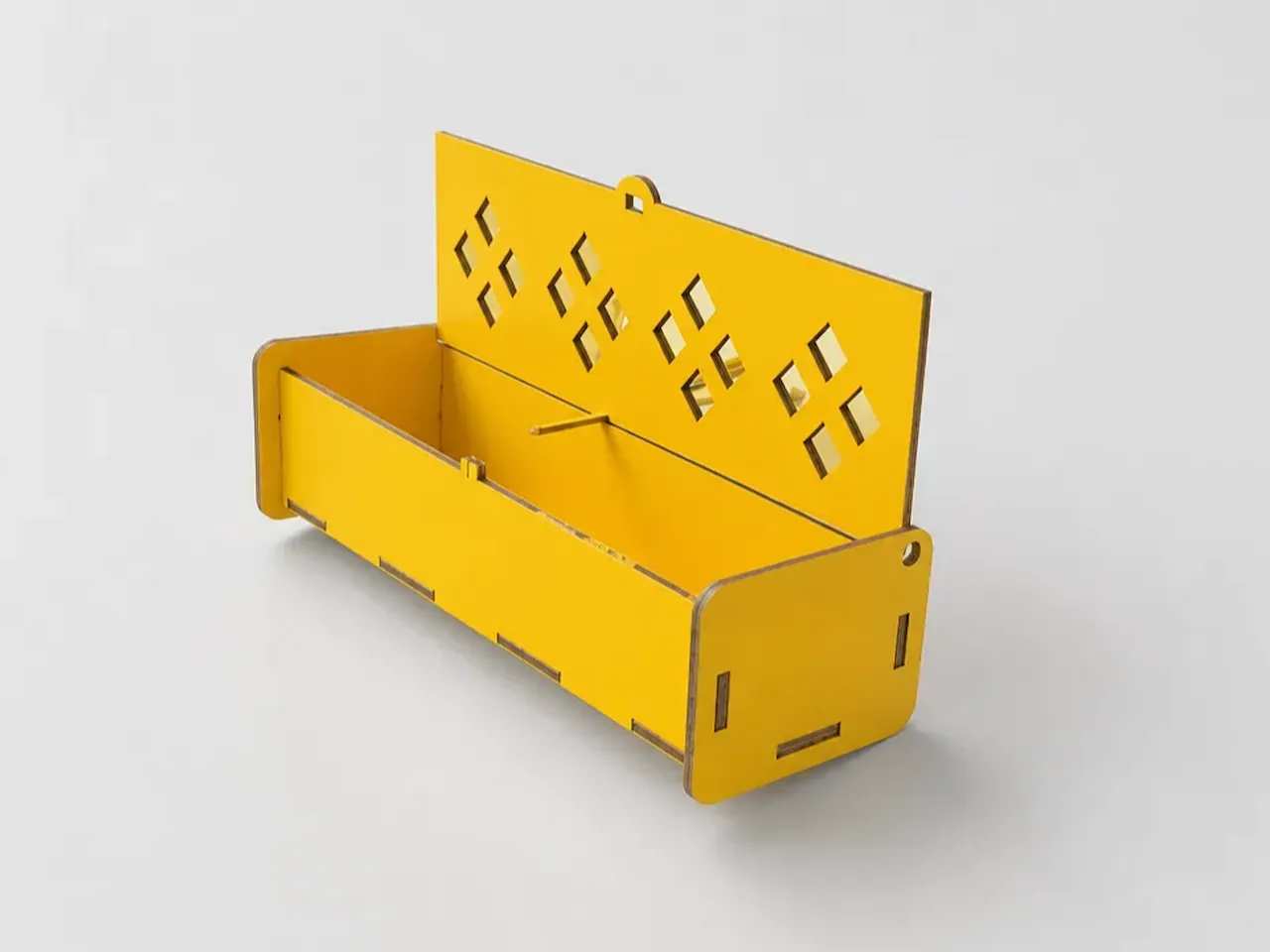 [Laser cut and engrave] Yellow Rectangular Storage Box with Diamond Cutout Lid