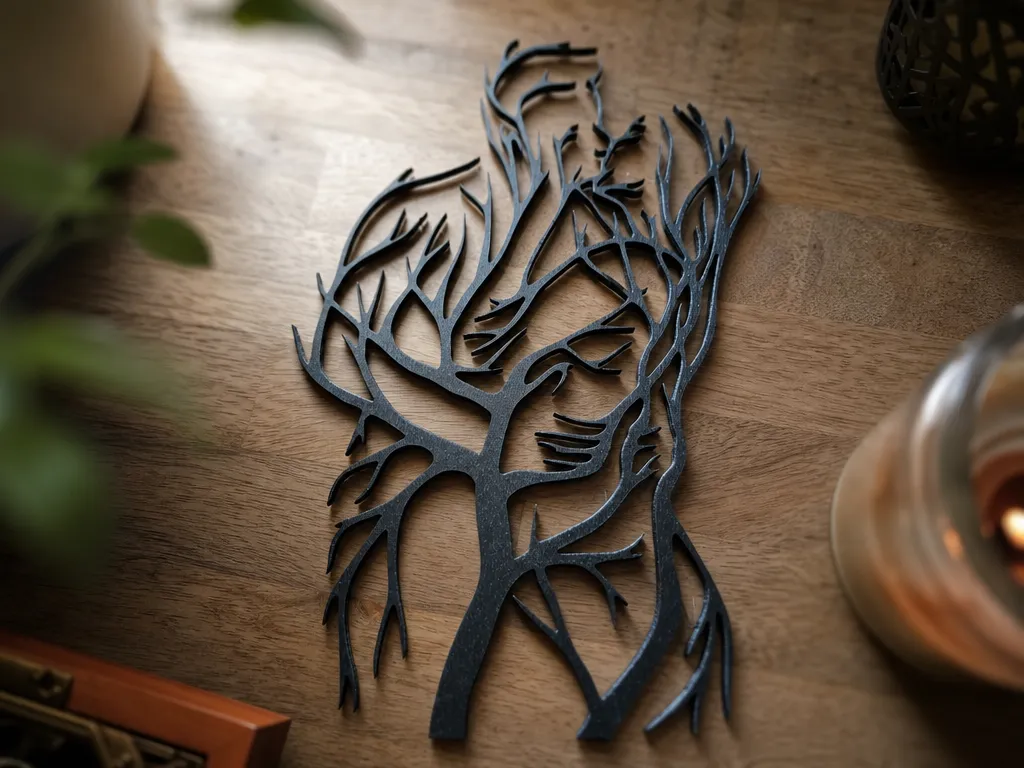 Abstract Tree Silhouette Wall Art Featuring Intertwined Human Faces