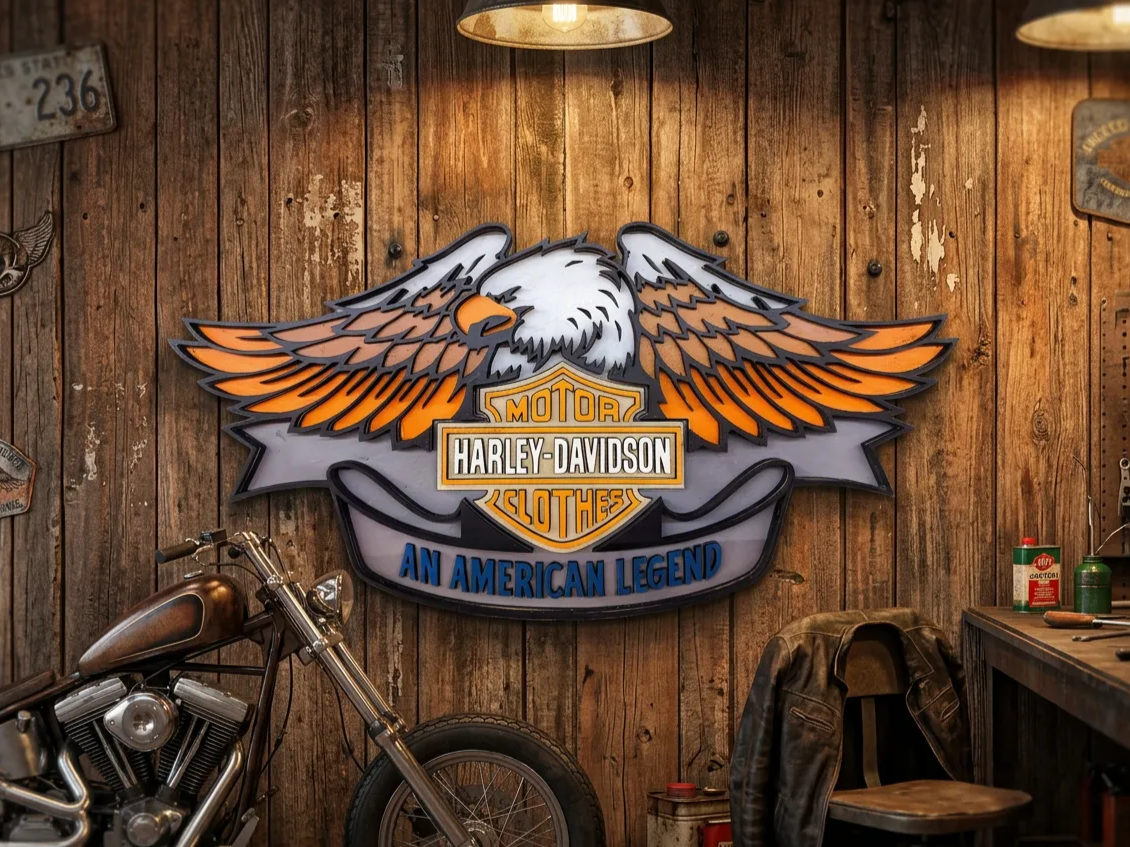 Multicouche murale Harley-Davidson avec aigle pour garage