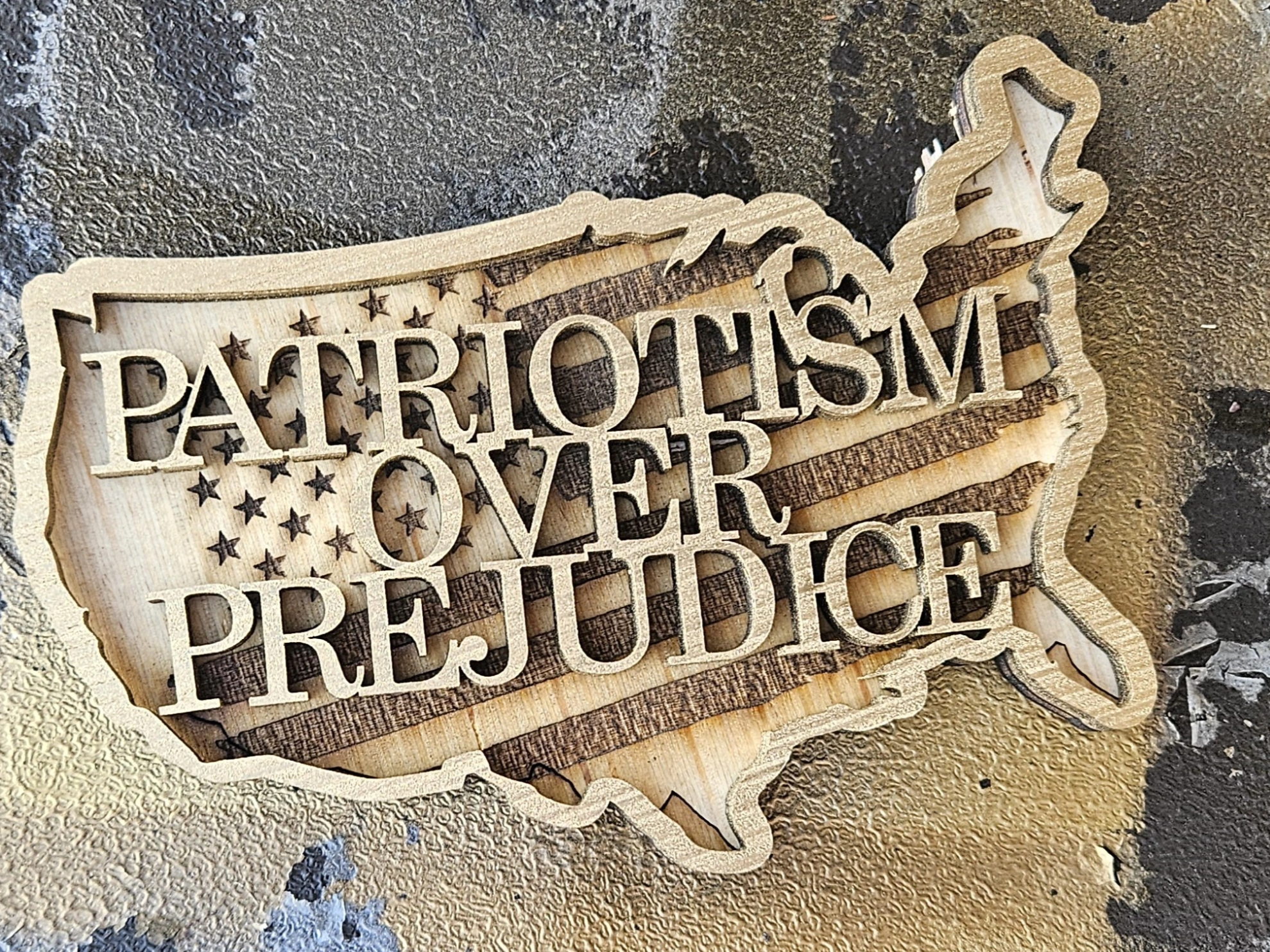 Patriotism Over Prejudice United States Map Wall Sign