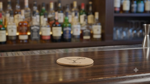 [Laser cut and engrave] Runder Korkuntersetzer mit Martini-Glas Motiv Cosmopolitan