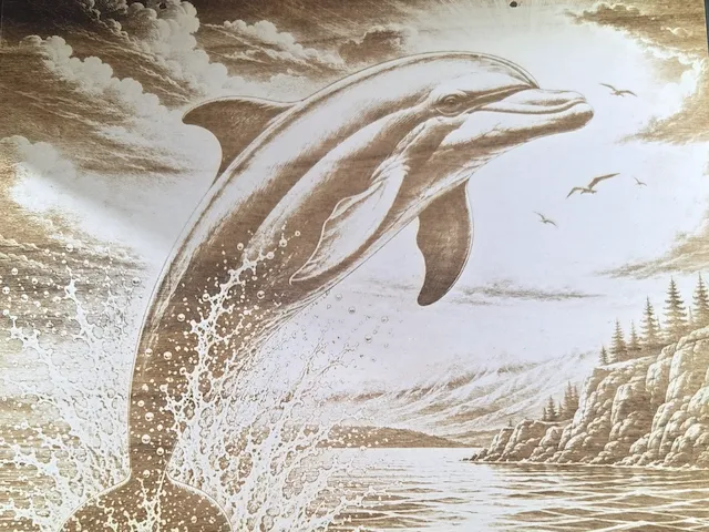 Jumping Dolphin Coastal Landscape Wall Art