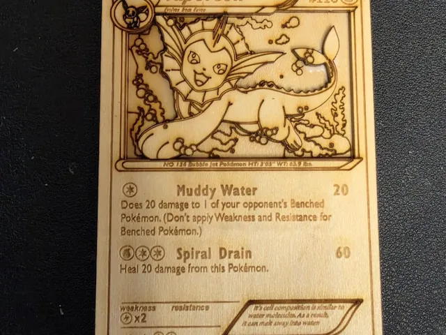 Vaporeon Wooden Pokémon Card