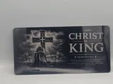 [Laser cut and engrave] Christ Is King Religious License Plate with Kneeling Knight and Cross