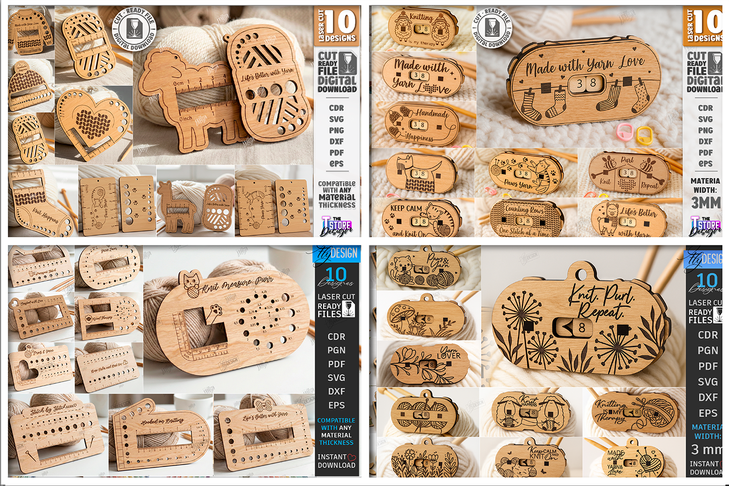 [Laser cut and engrave] Needlework and Knitting Organization Accessories Collection Laser Cut Mega Bundle