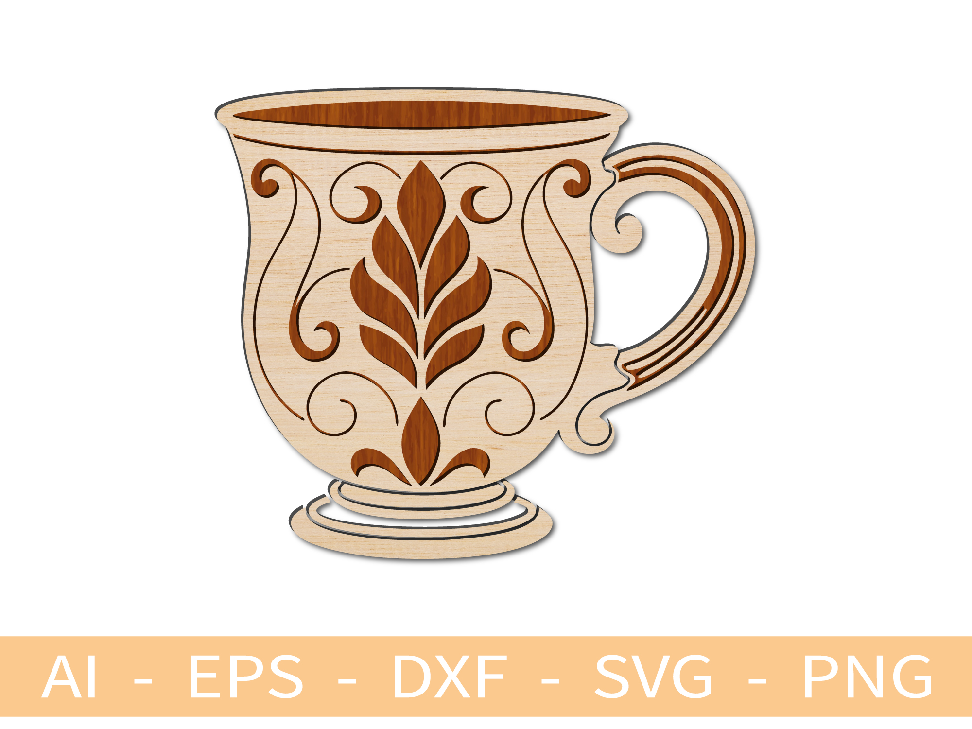 [Laser cut and engrave] Mug - Decorative Laser Cut Design