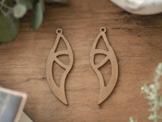 Abstract Leaf Shape Wooden Earring Pendants
