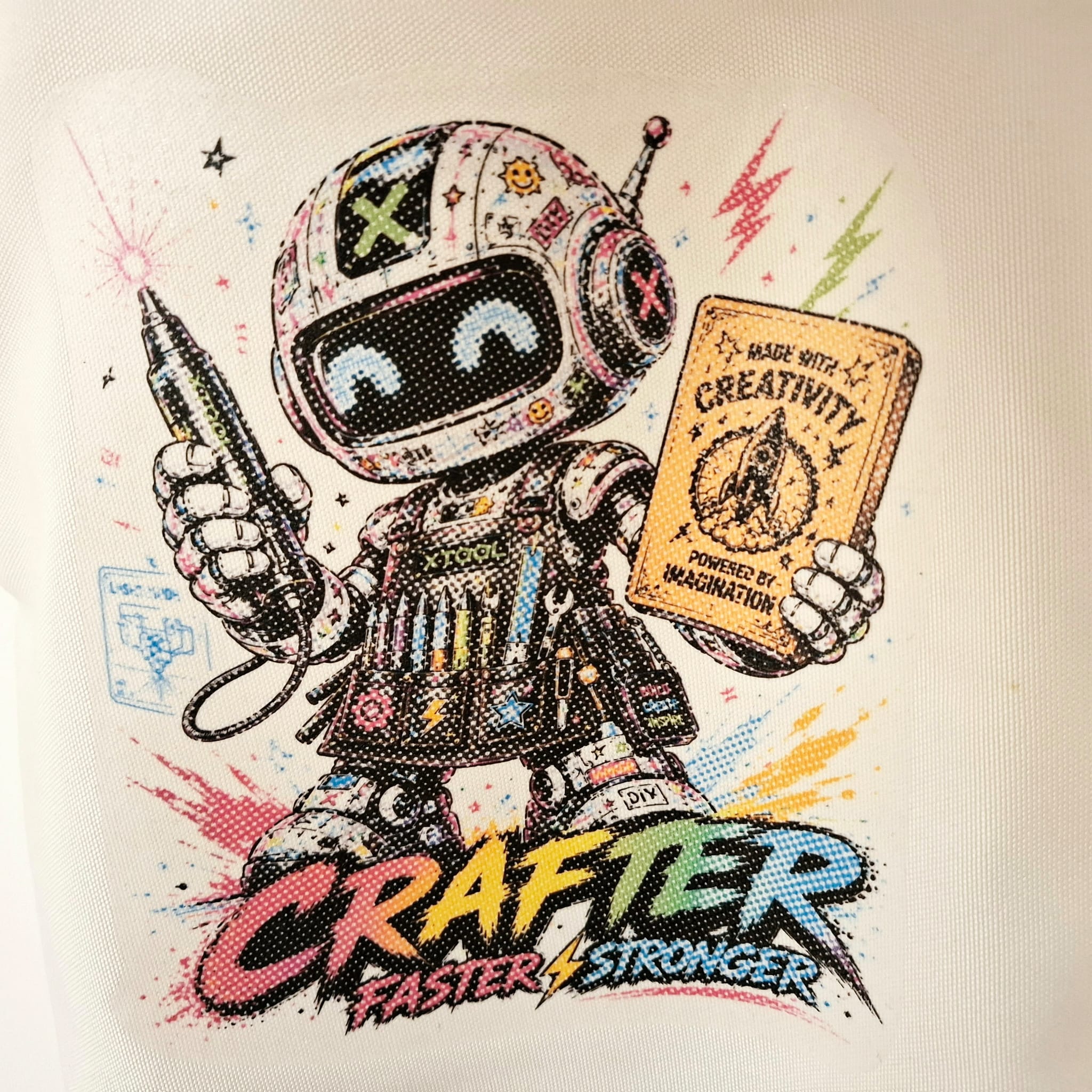[Blade cut,Inkjet printing] Tote bag avec illustration de robot 🤖 Crafter – Faster. Stronger. More Creative.