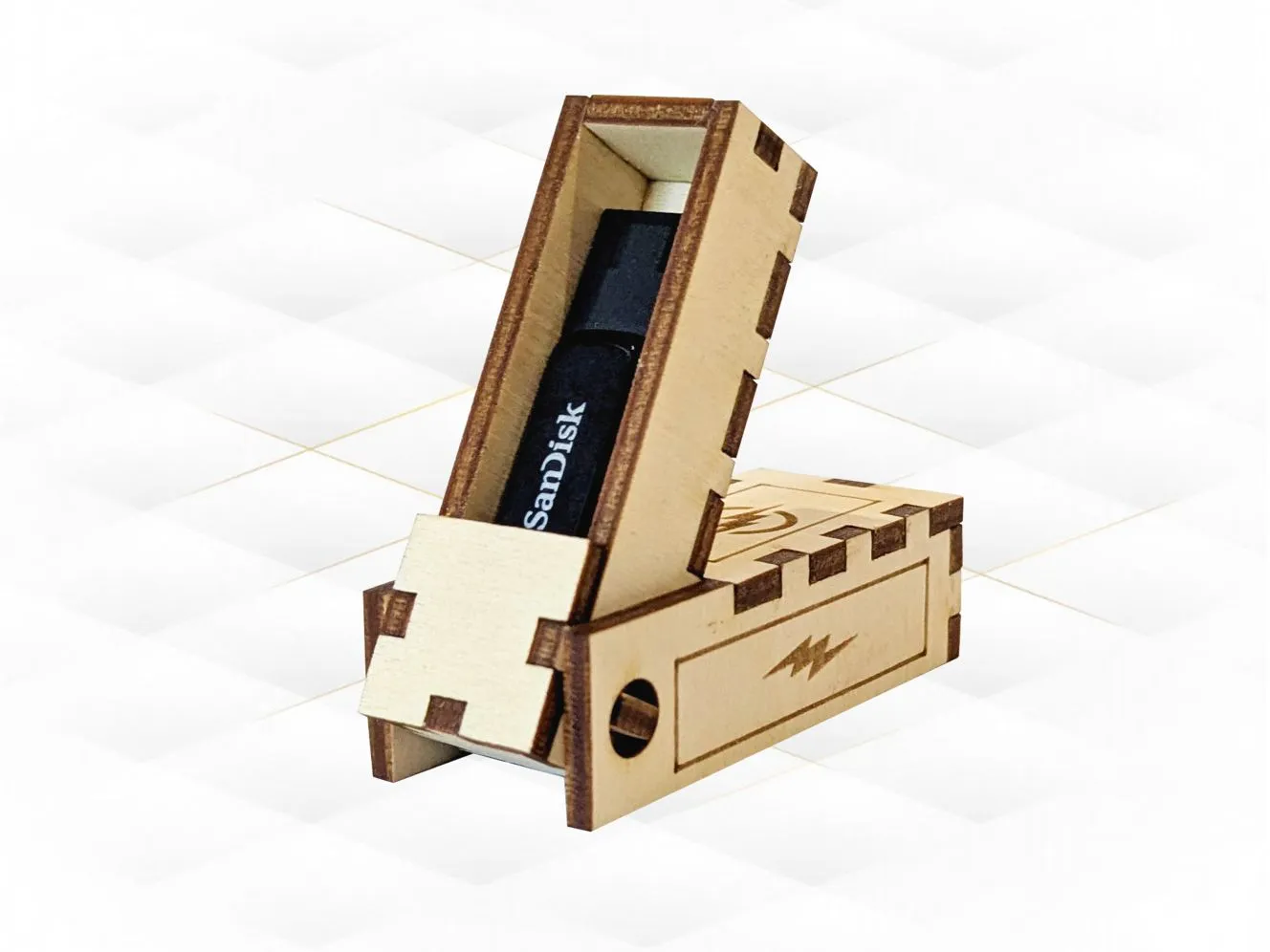 Gift Box Case Flash Memory Laser Cut Template, Cover SSD Laser Cutting Design
