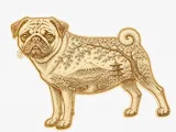 [Laser cut and engrave] Pug Silhouette Featuring Mount Fuji and Cherry Blossom Landscape