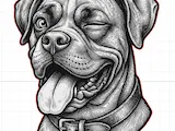 [Laser cut and engrave] Winking Rottweiler Dog Portrait Wall Hanging