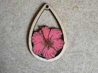 [Laser cut and engrave] Teardrop Shaped Floral Wooden Earrings