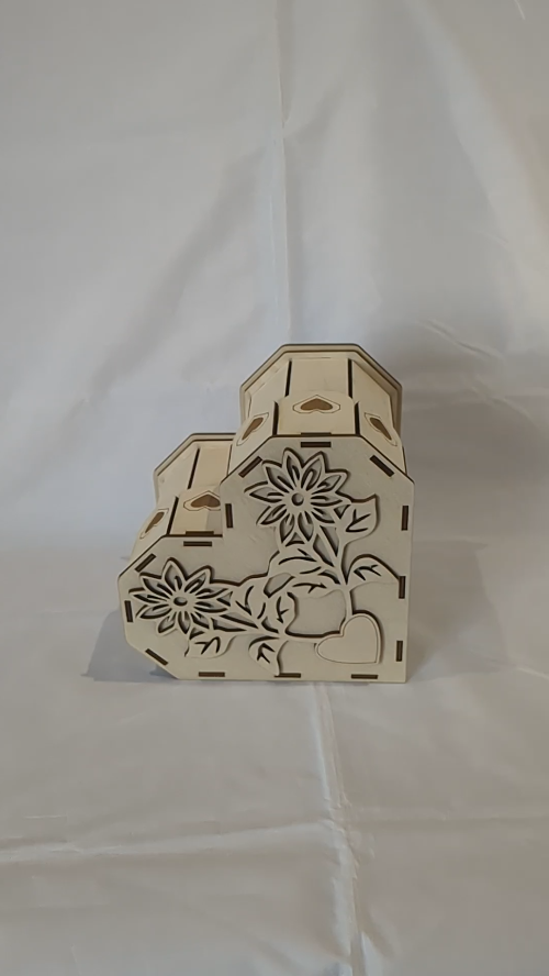 [Laser cut and engrave] Gift Box Flowers Heart Laser Cut Template, Flower Pattern, Laser Cutting Design