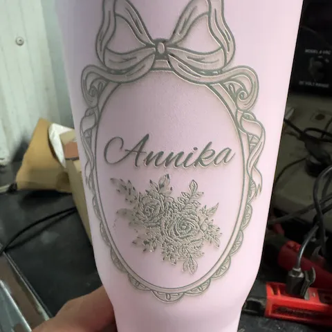 40oz(1183ml) Peony Pink to Silver Tumbler with Removable Handle