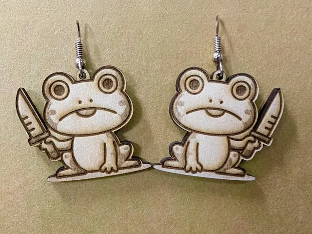 Frog with Knife Dangle Earrings